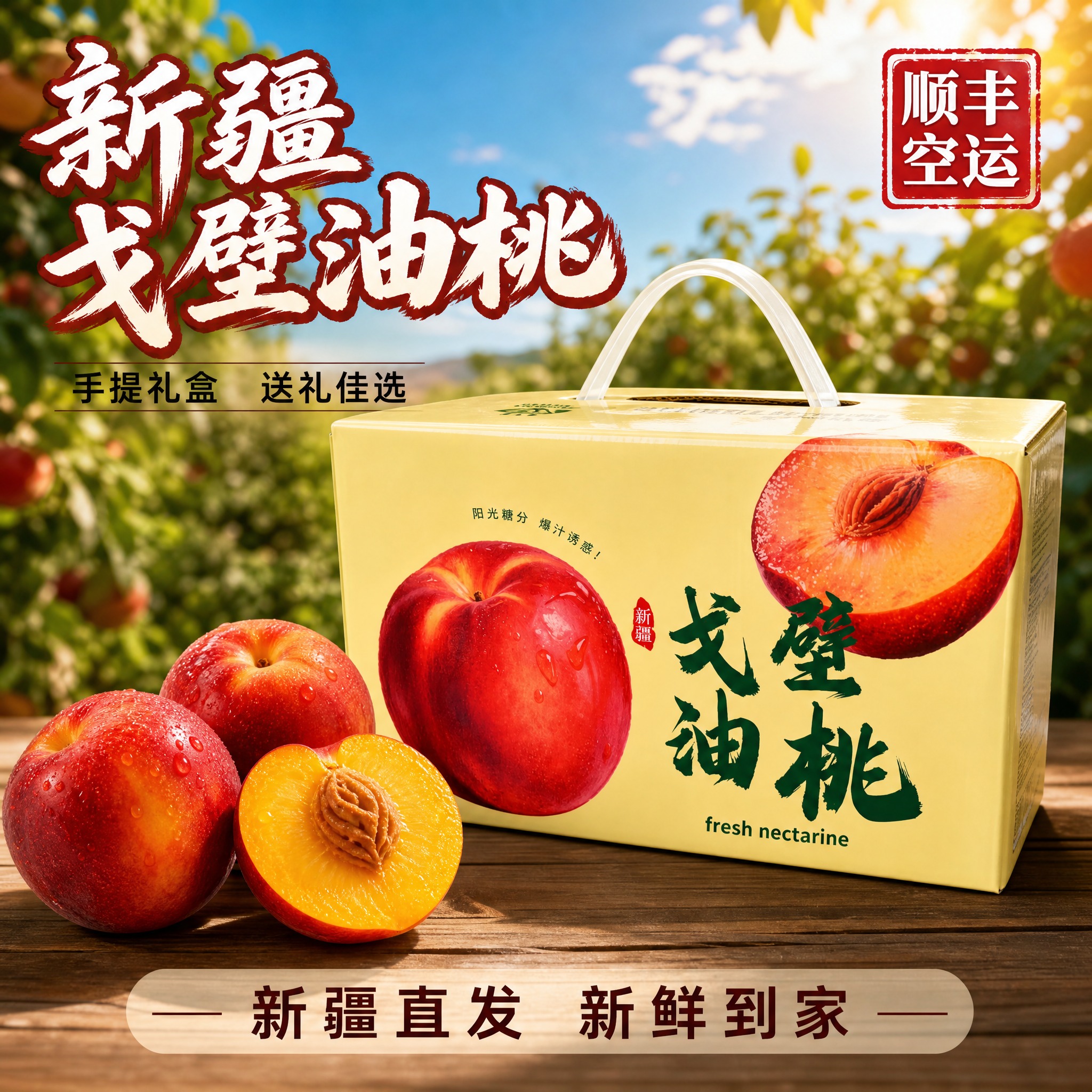 [主图-1] 新疆戈壁油桃手提礼盒首图 产地直发 [统一基调]… - 图片创意预览