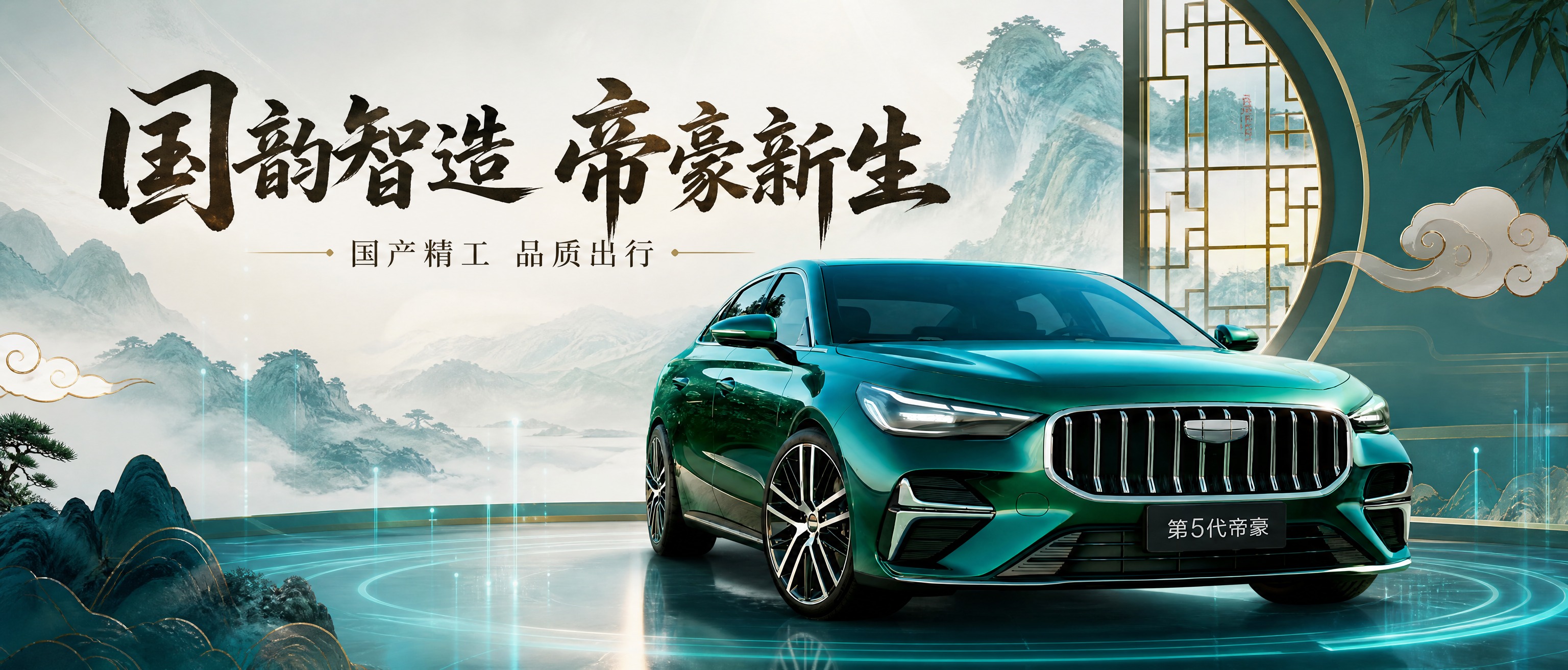 微信公众号头条封面，尺寸900px×383px，新中式国风+现… - 图片创意预览
