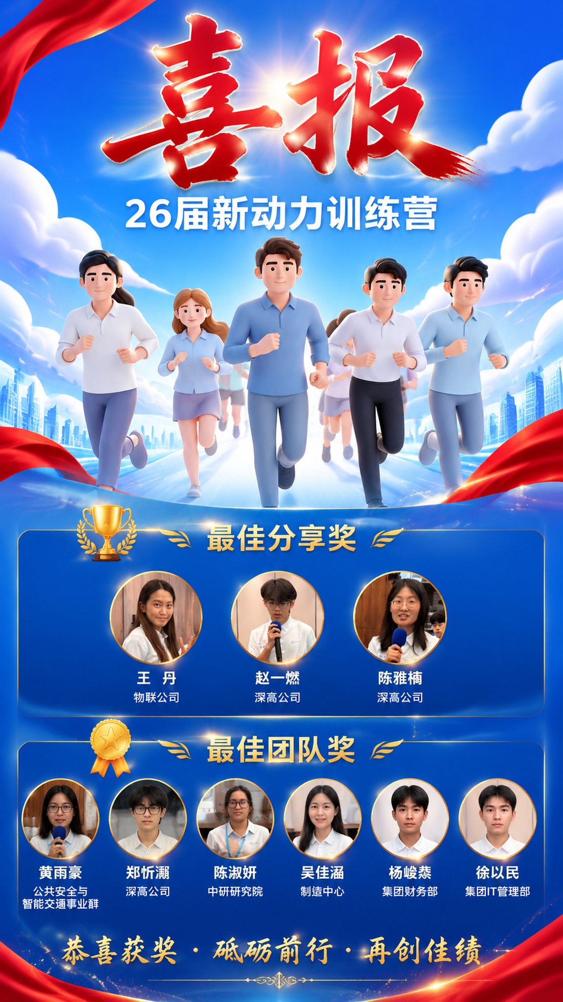 企业喜报海报，竖版9:16，蓝色为主色调+红色点缀，商务大气风… - 图片创意预览