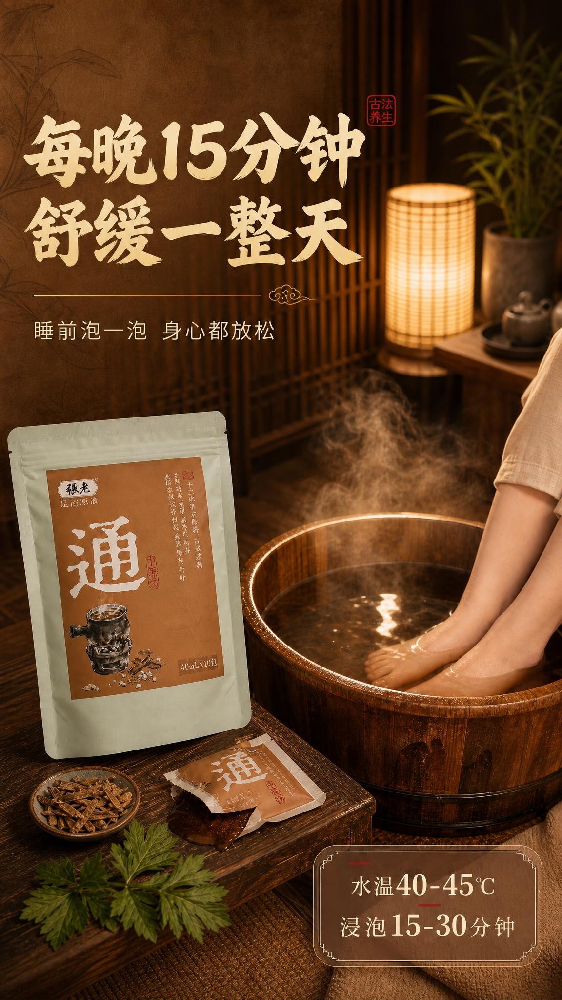 [商品] 使用【图7】张老足浴原液睡前泡脚场景图；保留产品袋、… - 图片创意预览