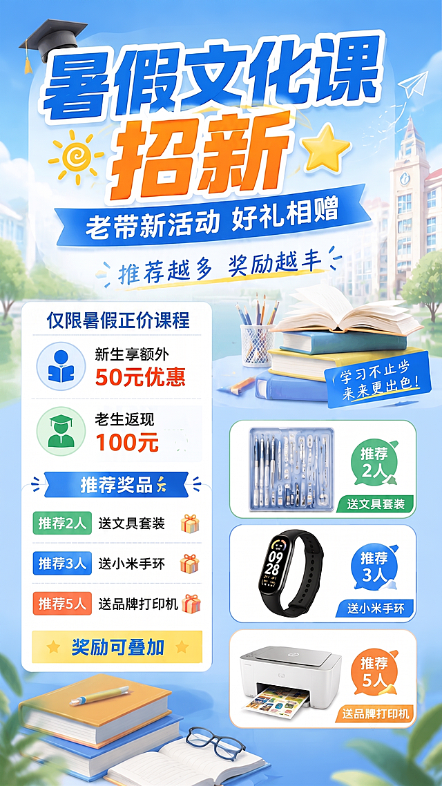 在这张海报上添加文字“仅限暑假正价课程”，保持原海报的风格、排版和所有内容不变，添加的文字要清晰美观，和整体设计协调