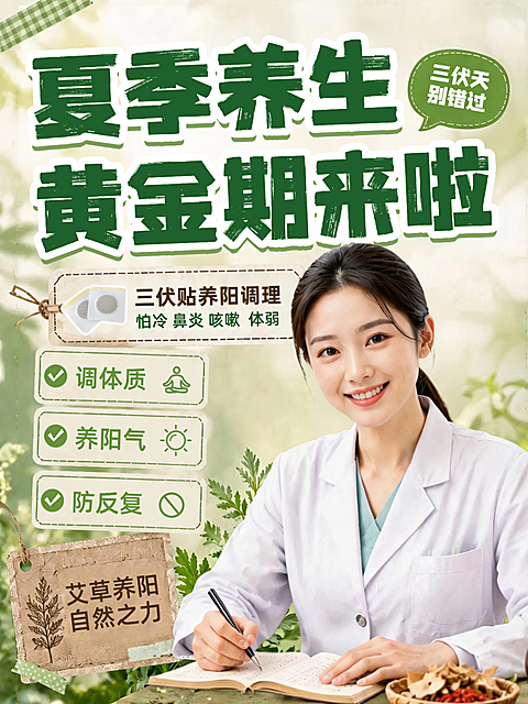 三伏天养生知识科普夏季黄金期人物小红书配图