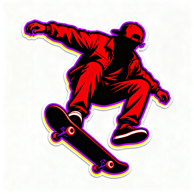 masterpiece, vector illustration, skateboarder silhouette with skateboard, in fakie bigspin pose, we预览效果
