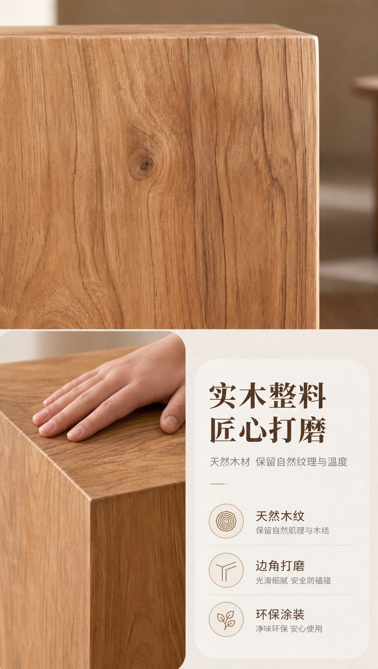 [商品] 使用【图1】中的实木立柱花几原木色款，保留方正立柱造… - 图片创意预览