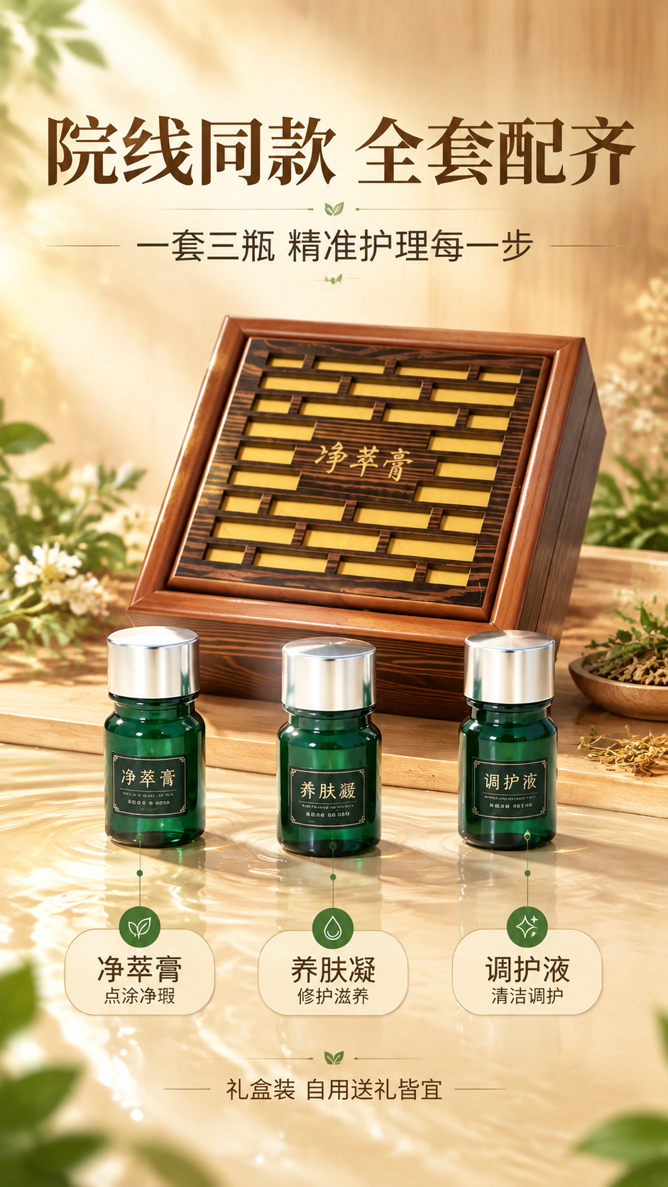 [商品] 使用【图1】嫣莞净萃膏套盒；保留礼盒与三瓶绿瓶原貌，… - 图片创意预览