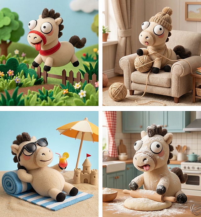 搞怪毛绒小马创意形象