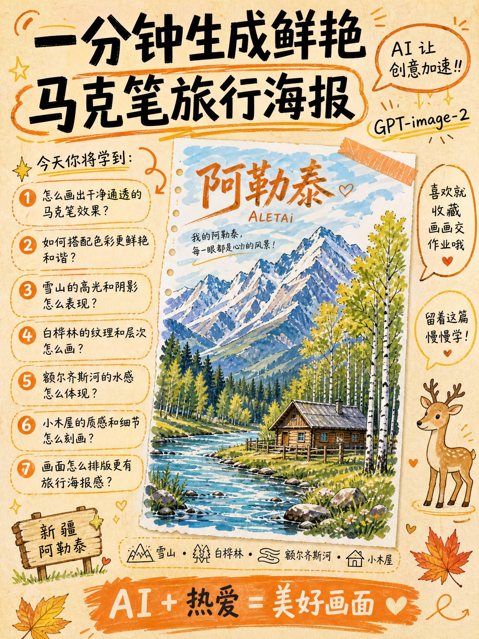 竖版手绘教程海报，主色调为米黄+暖橙，整体手绘涂鸦风，8K质感… - 图片创意预览