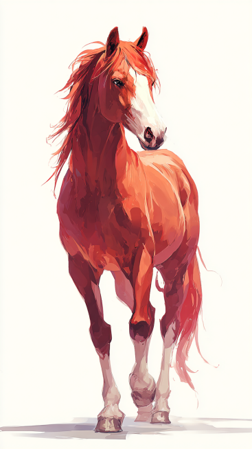 A well-built adult horse, with a clearly defined head, erect ears, bright and lively eyes, a long an预览效果