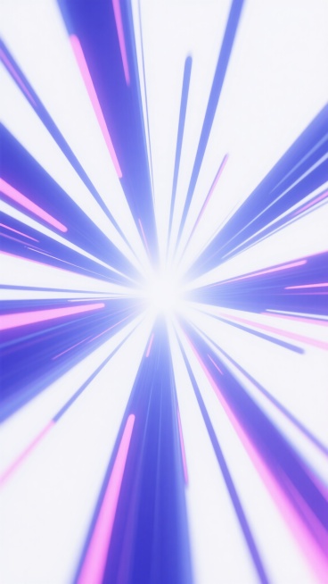 从中心向外呈放射状分布的速度线，线条粗细不一，带有渐变的光影效果，线条边缘有模糊的虚化处理，整体呈现出强烈的动感和速度感，以蓝色和紫色为主色调，辅以少许粉色的渐变，背景为纯净的白色，营造出一种科技感与未来感兼具的视觉效果。预览效果