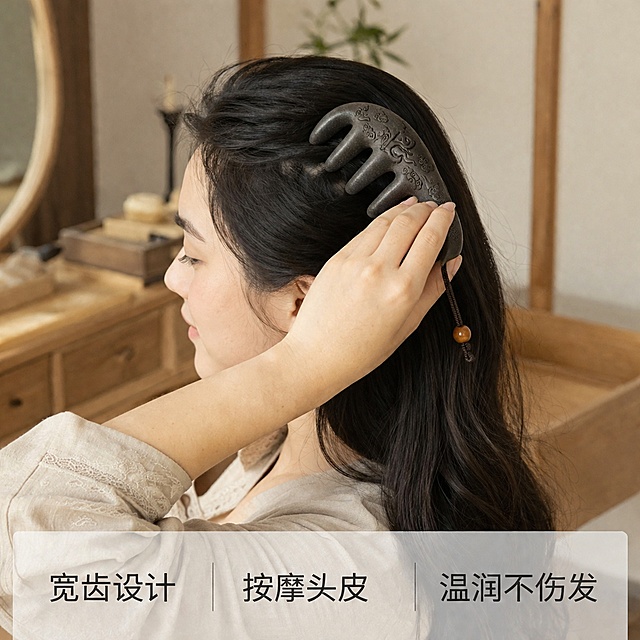 「图片1」，生成一套主图（5张），商品名称是非遗草本梳，卖点是含有草本植物，何首乌，侧柏，桑葚，当归，红花，人参，做图时候=不要违规，不能存在药，适配淘宝/天猫平台，主图比例为1:1