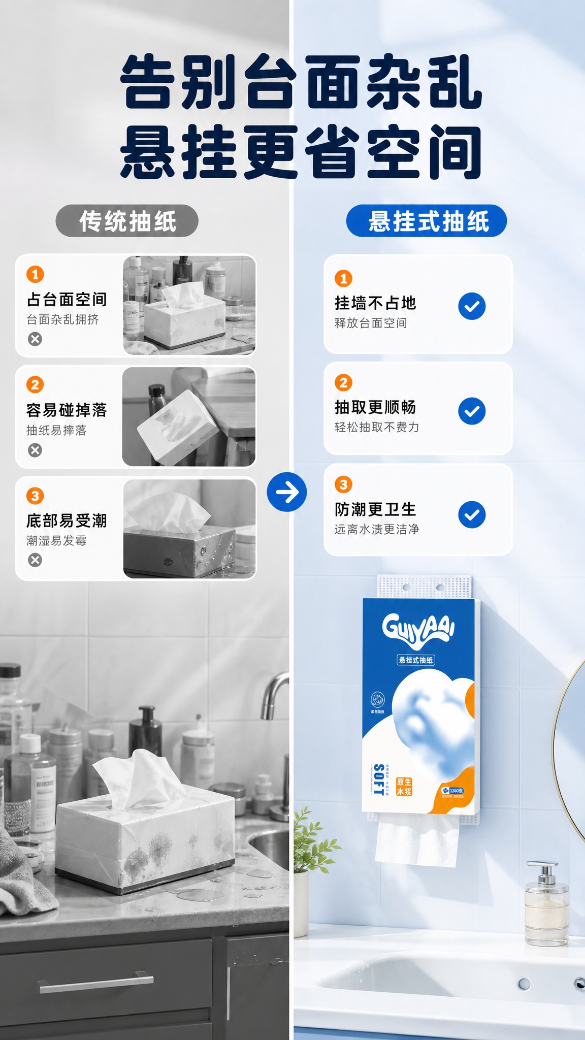 [商品] 使用【图1】GUIYAAI悬挂式抽纸包装；保留包装全… - 图片创意预览