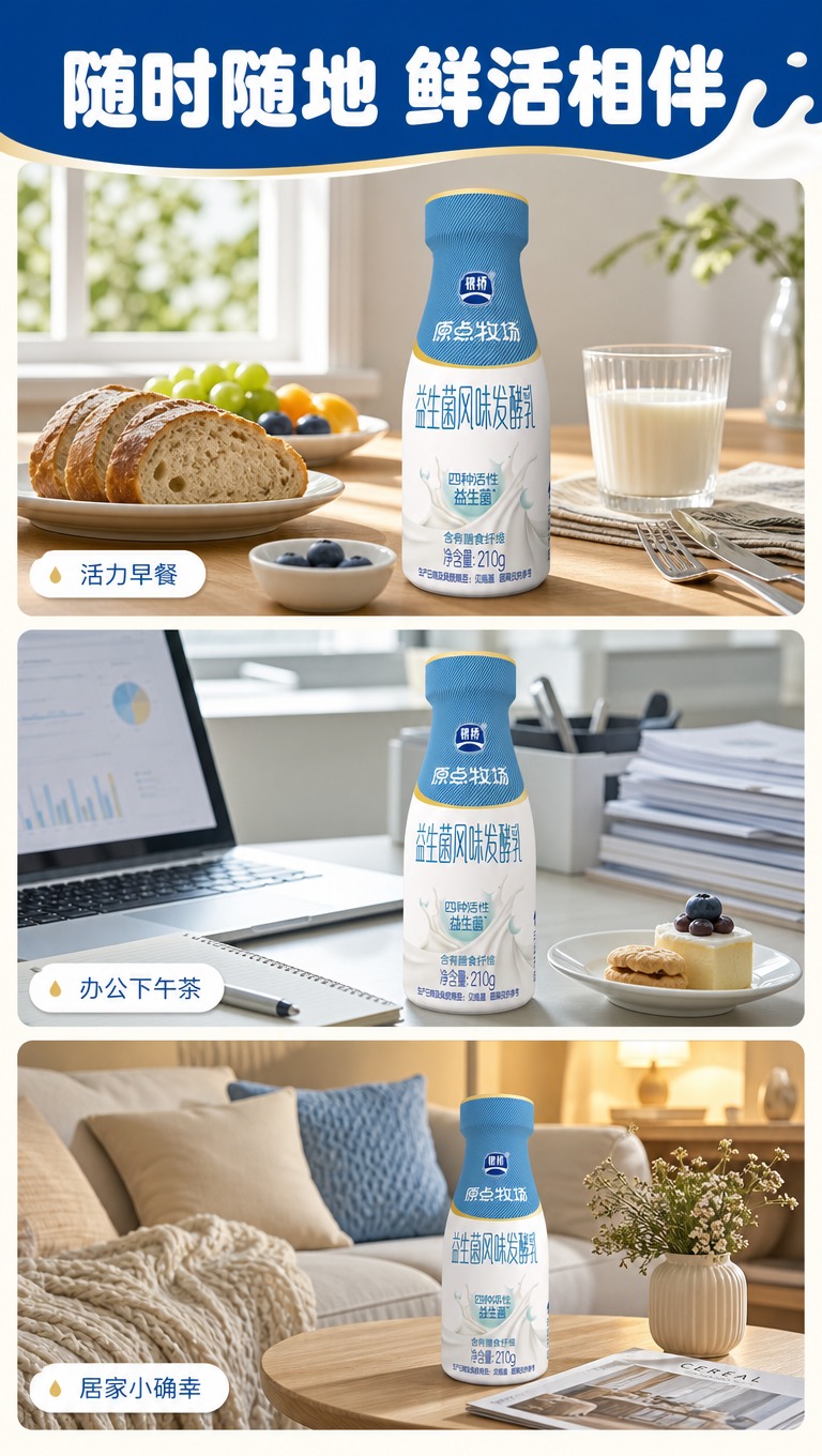 [商品] 使用【图1】银桥原点牧场益生菌风味发酵乳PET瓶；保… - 图片创意预览