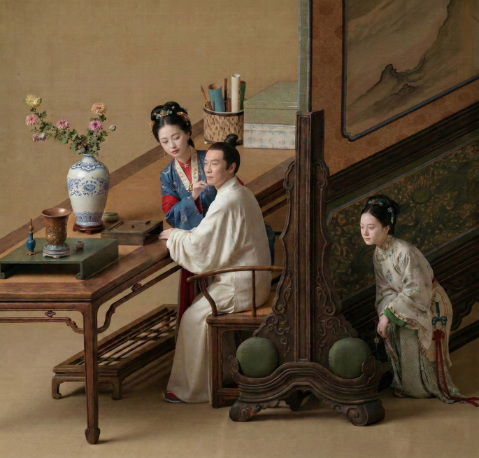 将男性人物头部比例调小，让左边女性人物看起来更年轻预览效果