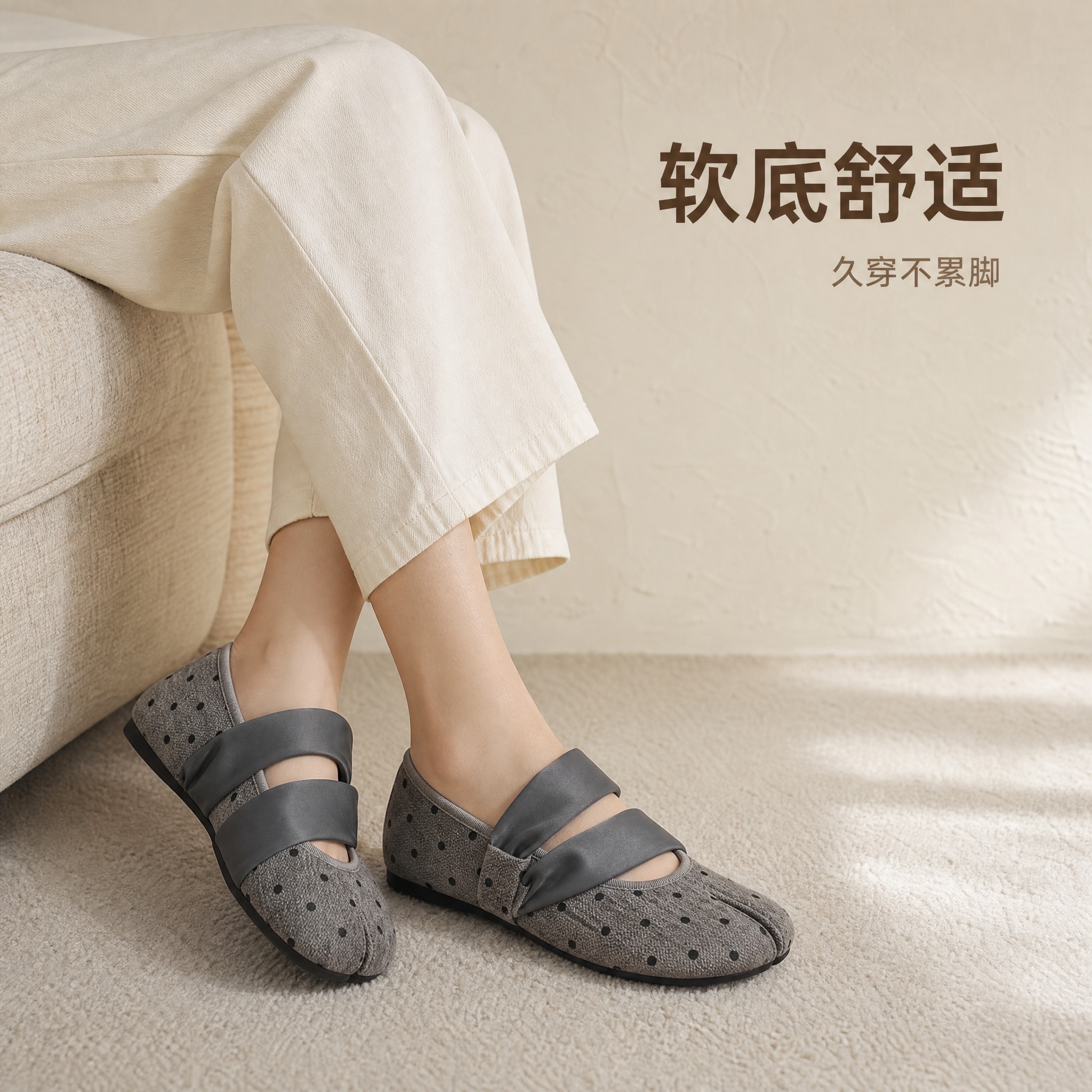 [主图-2] 玛丽珍鞋上脚效果展示，突出穿着舒适度与日常搭配效… - 图片创意预览