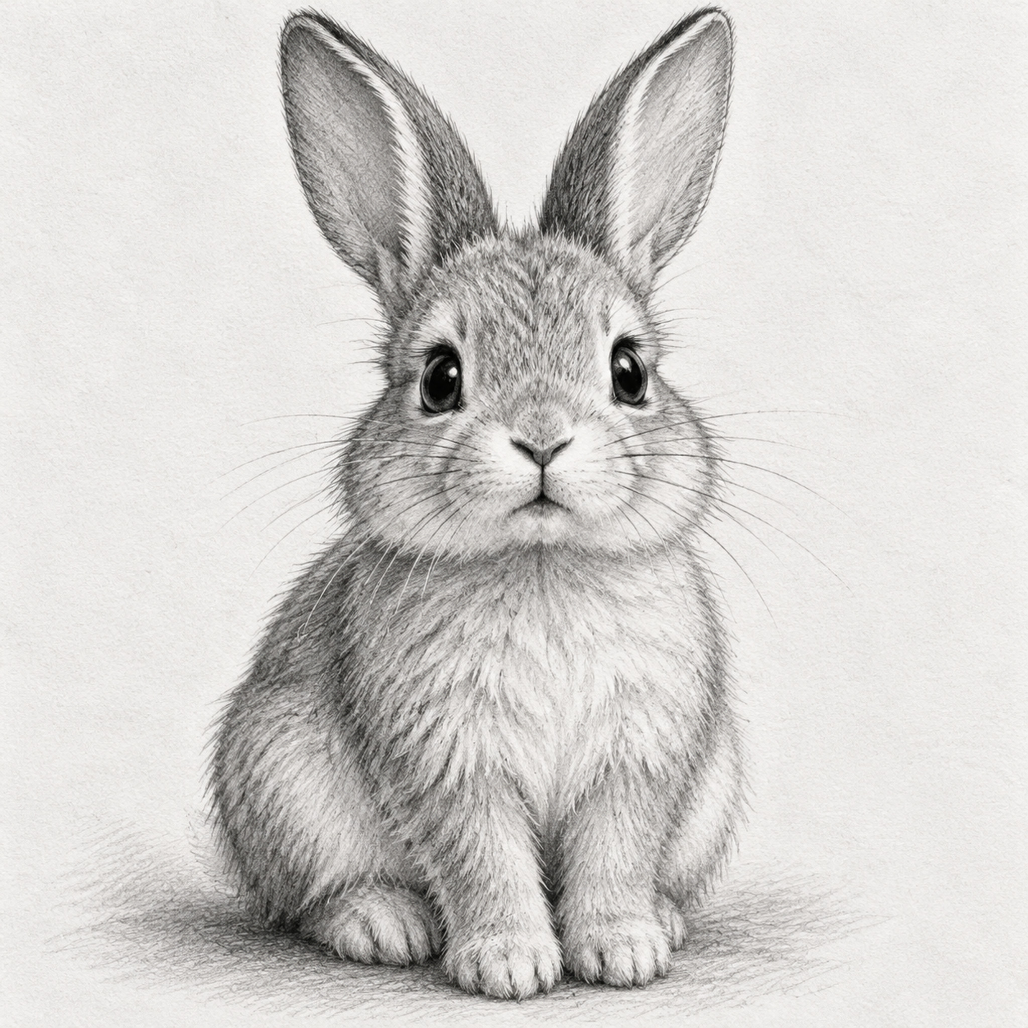 一只可爱的兔子，铅笔素描风格，细腻的线条勾勒出兔子柔软的毛发质… - 图片创意预览