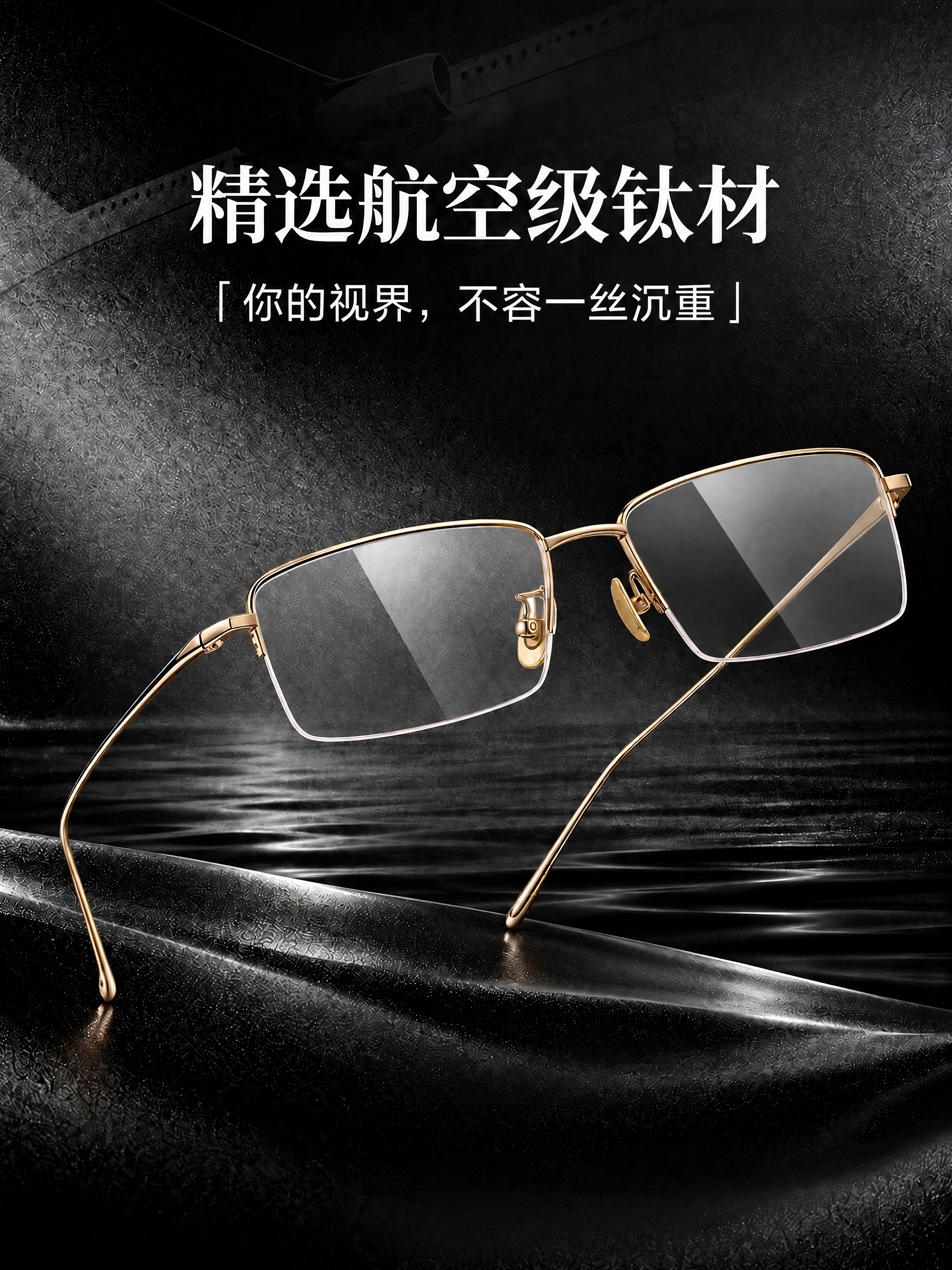 将图一镜框的鼻托颜色改为图二镜框鼻托的金色金属颜色，保持鼻托形… - 图片创意预览