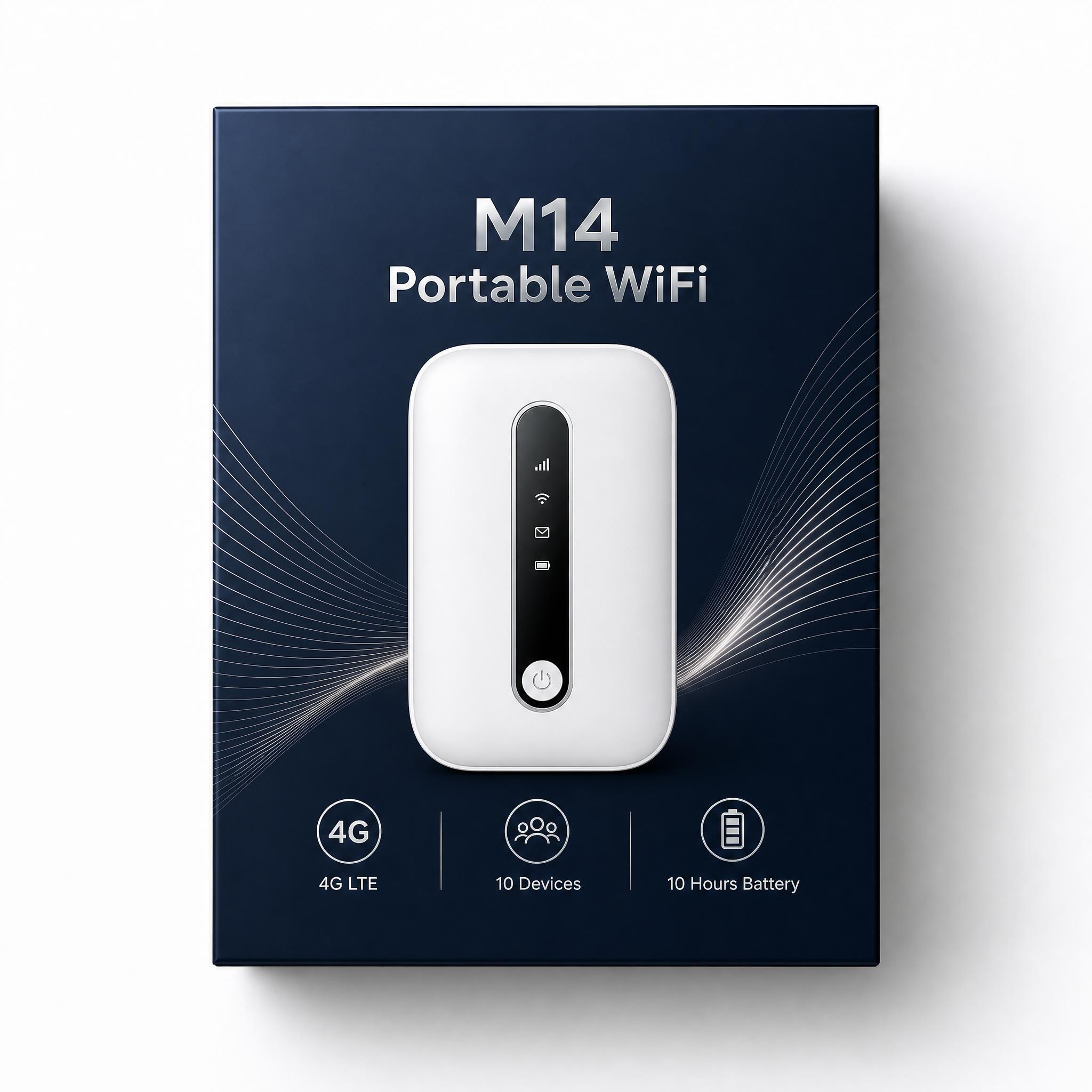 一款随身WiFi产品的包装盒设计效果图，天地盖纸盒，正面展示。… - 图片创意预览