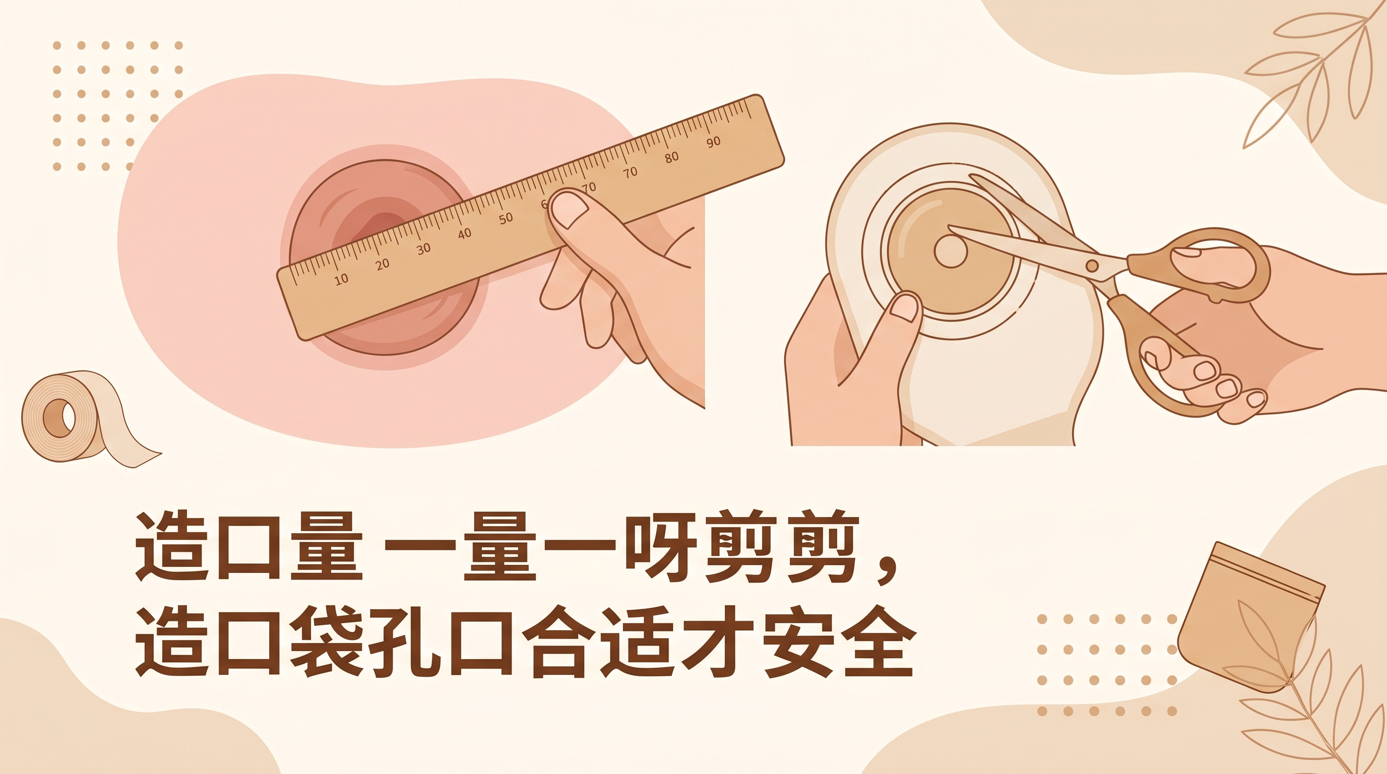 二维扁平操作演示插画，手部搭配尺子、剪刀，暖浅棕主色调，刻度纹… - 图片创意预览