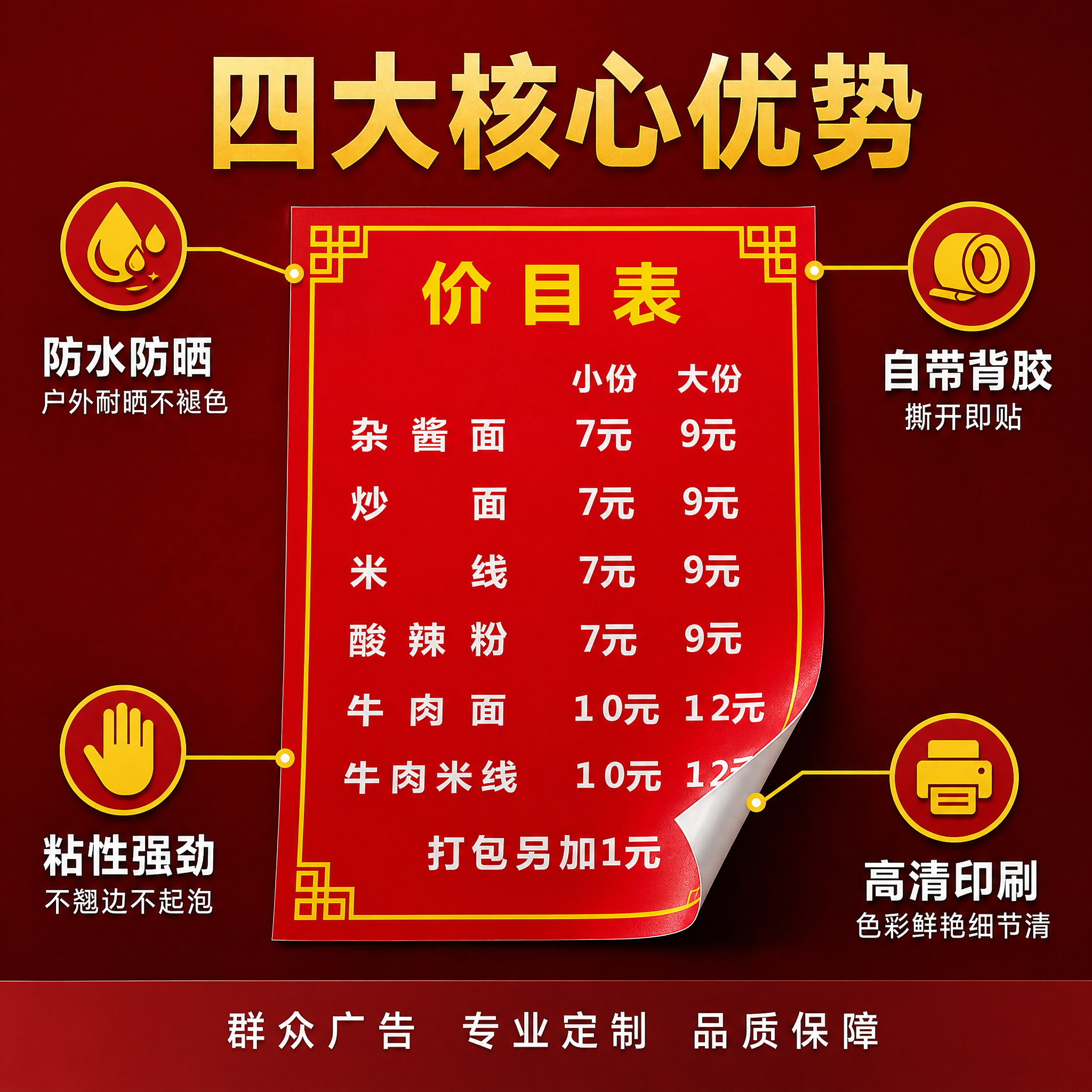 [主图-2] 核心卖点亮点导图 防水防晒背胶优势展示 [氛围风… - 图片创意预览