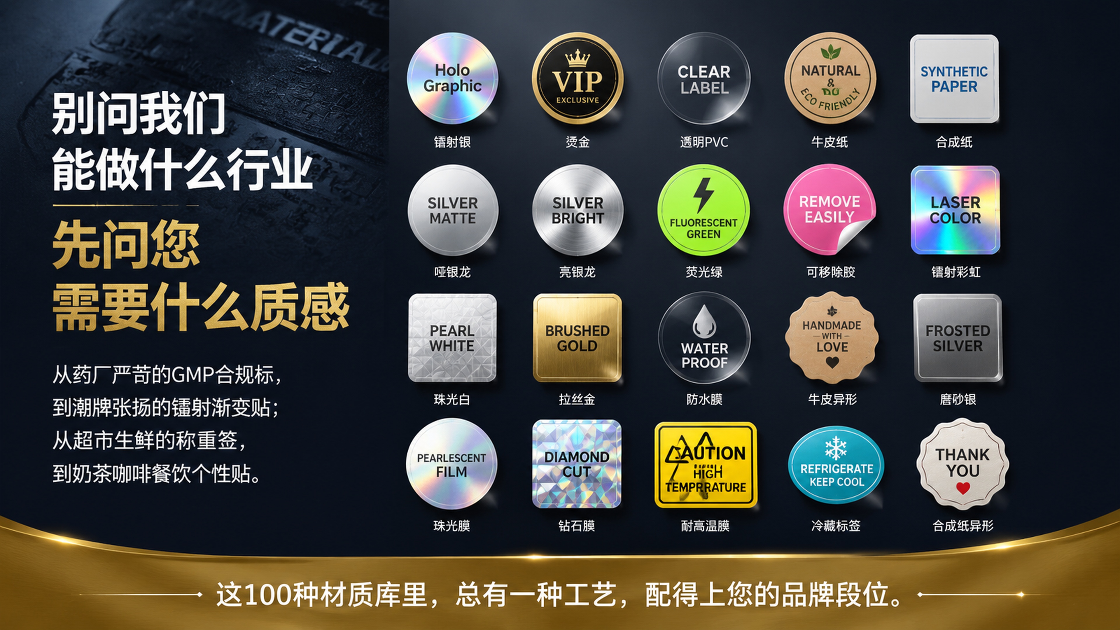 [第5屏] 材质工艺库展示屏-100种材质工艺匹配不同品牌段位… - 图片创意预览
