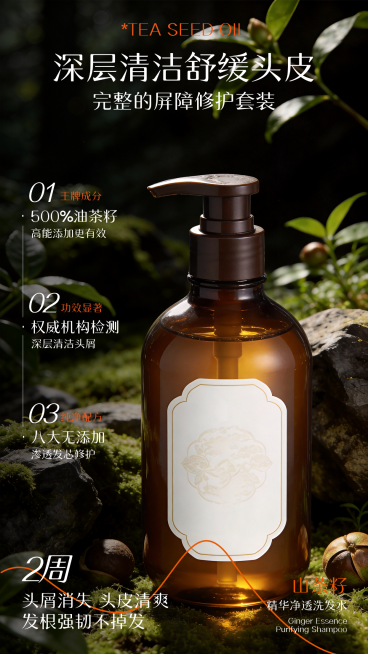 个人洗护洗发水产品展示竖版海报预览效果