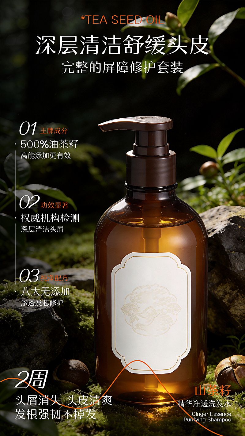 个人洗护洗发水产品展示竖版海报