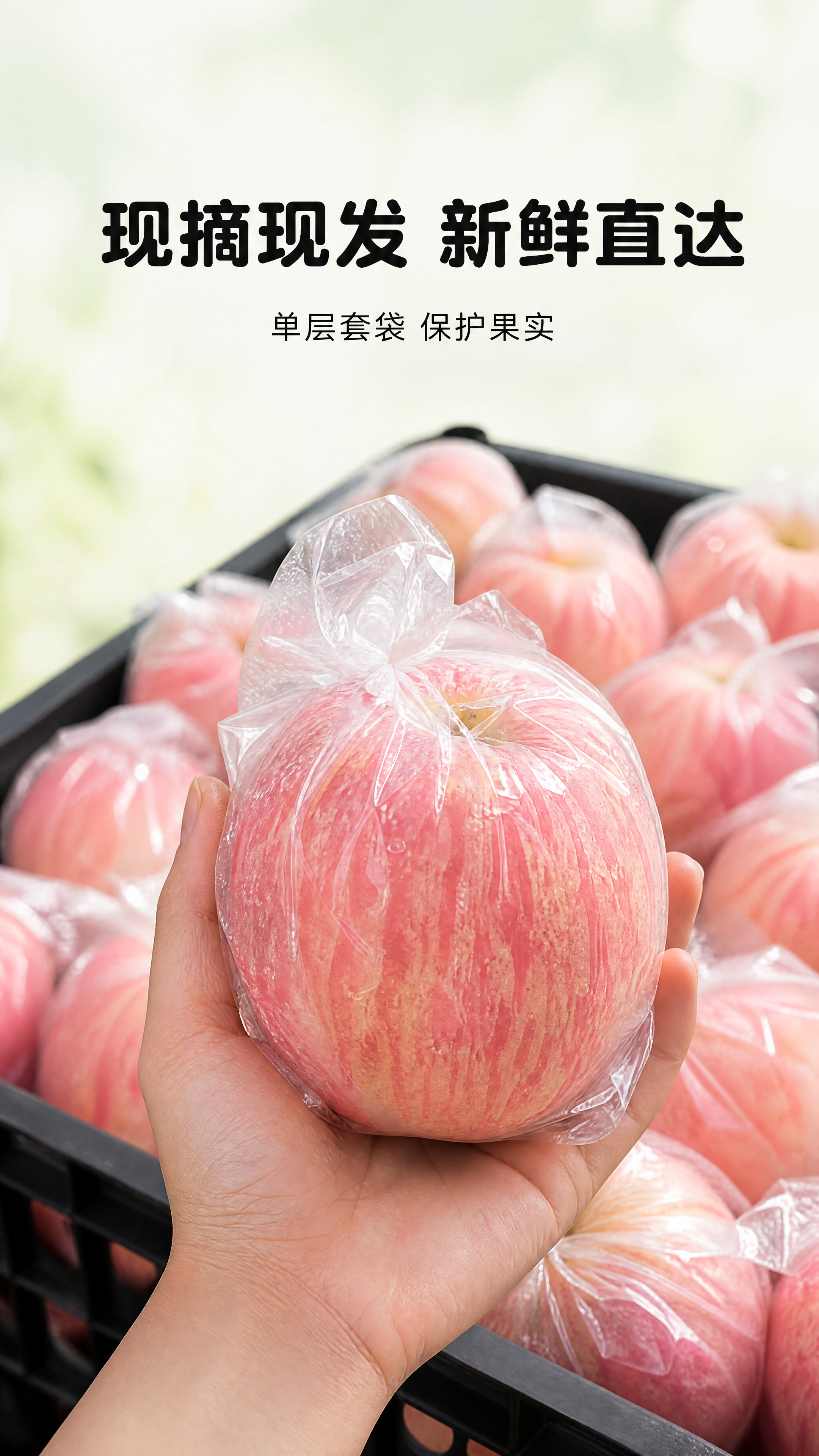 [第5屏] 果实现摘包装展示屏，xxx红富士苹果采摘后带包装展… - 图片创意预览