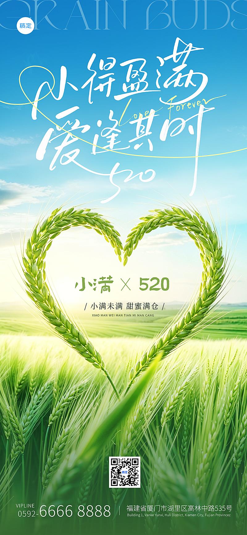 小满节气520祝福实景感全屏竖版海报