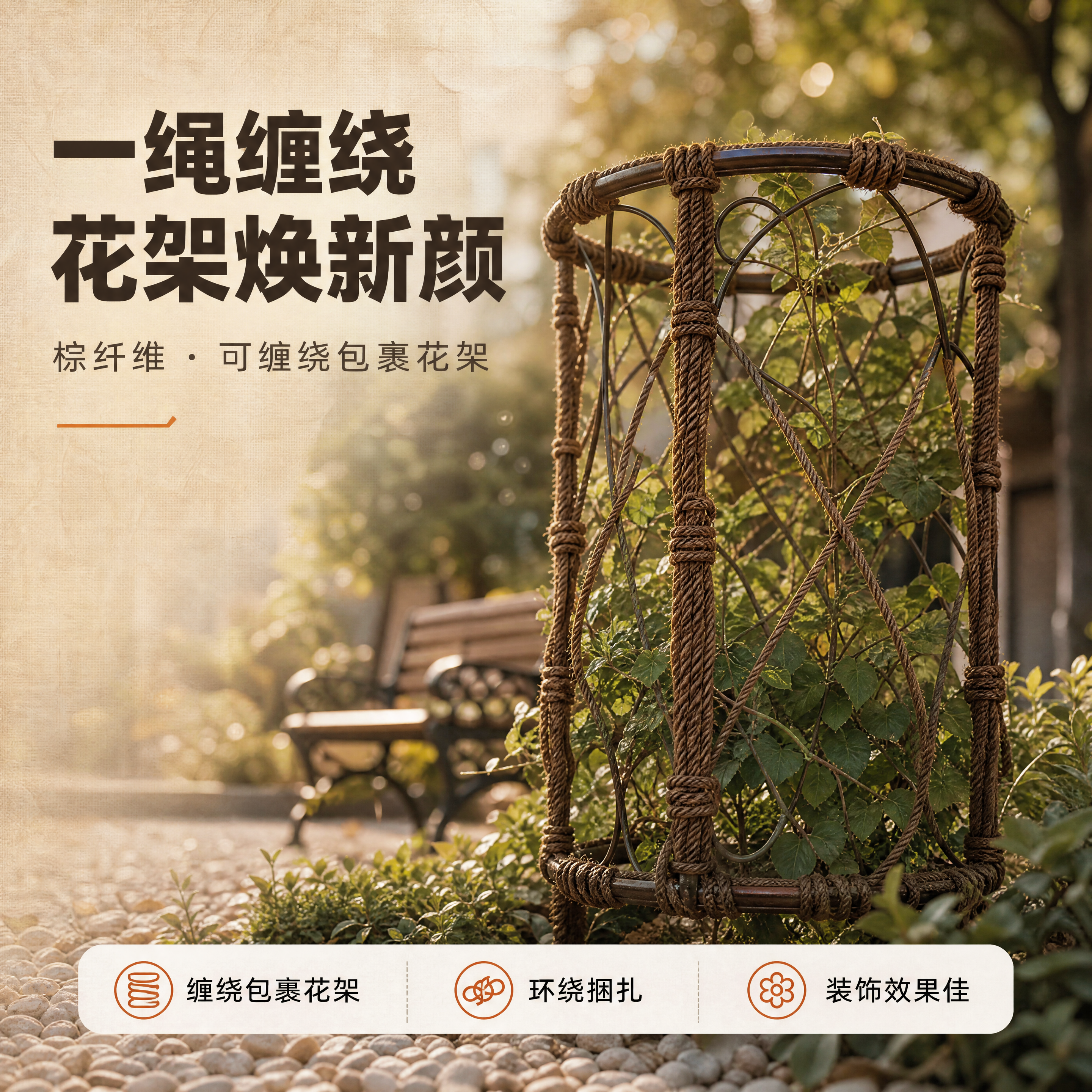 [商品] 以【图1】棕绳平铺整捆全貌为主体形态，参考【图5】立… - 图片创意预览