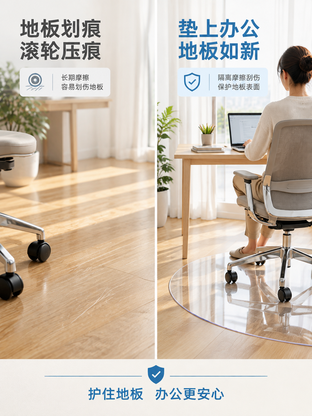 [商品] 使用【图1】产品图=透明PVC办公椅地垫（D形半圆造… - 图片创意预览