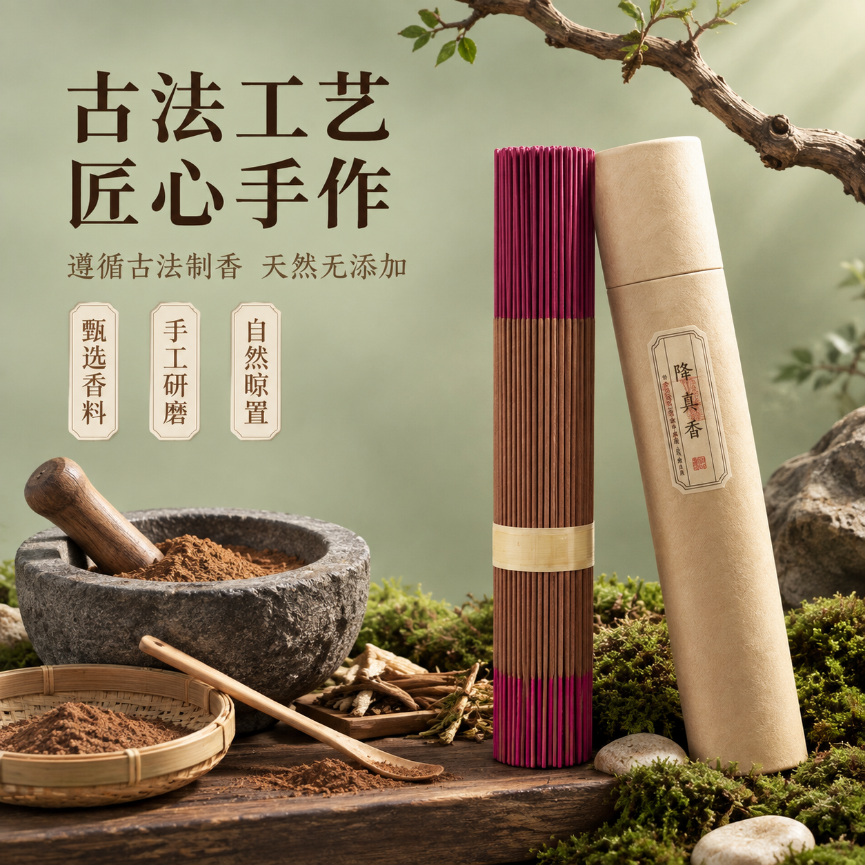 [主图-3] 古法工艺卖点 传统制香 匠心手作 [统一基调]… - 图片创意预览