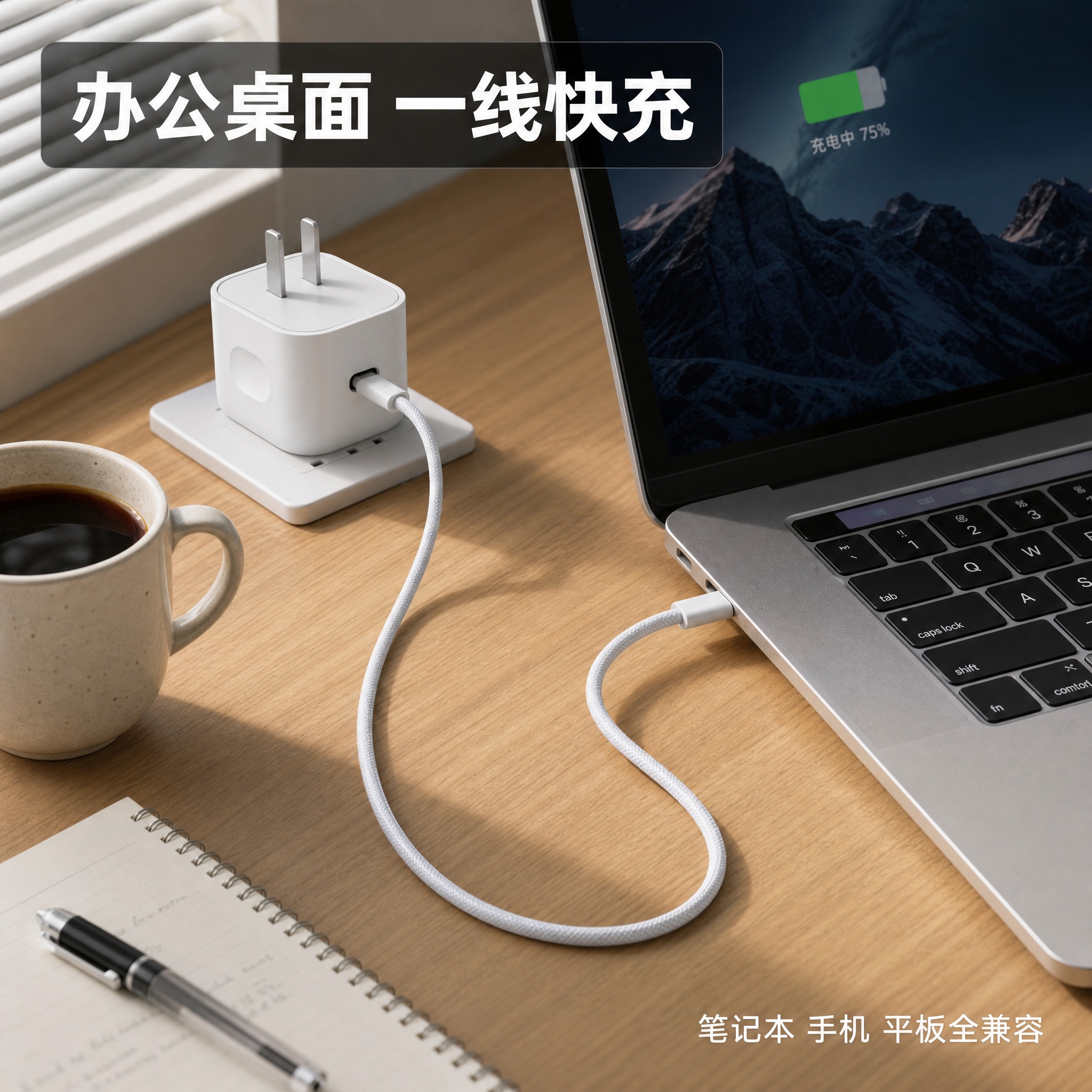 [主图-4] 60W AVS快充充电器套装 真实使用场景图 桌… - 图片创意预览