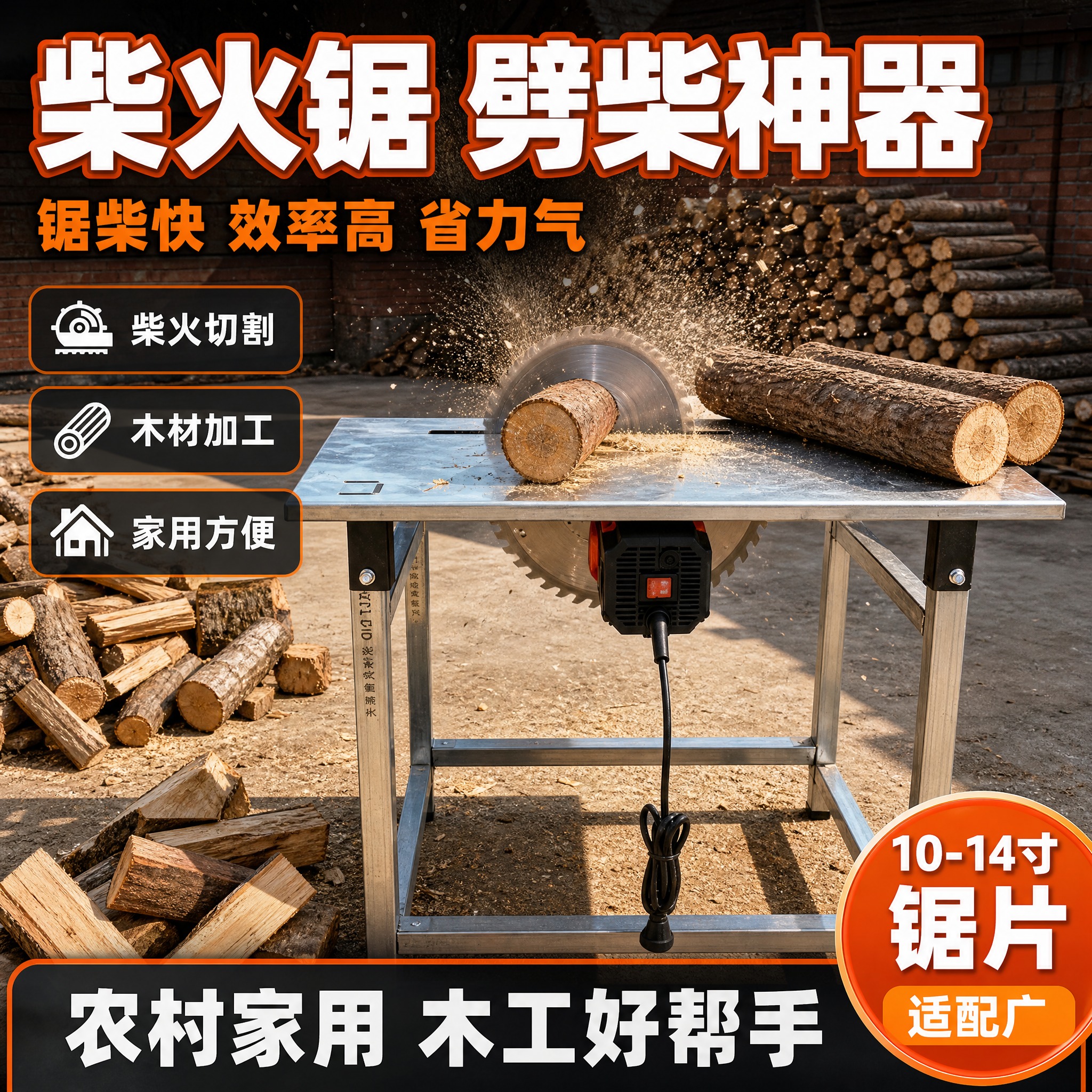 [主图-4] 使用场景图，主题：柴火锯 劈柴神器，展示实际使用… - 图片创意预览
