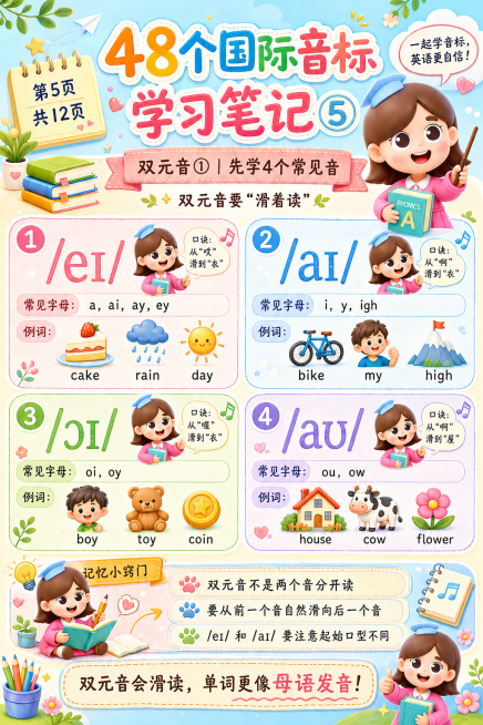 调整样式排版，改变字体颜色和底色，改为小清新童趣风格，保持所有文字内容不变，将图中所有小猫替换成提供的3D卡通女孩形象预览效果