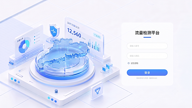 将图片中间主图换成蓝色半透明玻璃质感的广东省地图轮廓，保持整体浅蓝白3D毛玻璃科技风格不变，保留登录框和所有文字信息