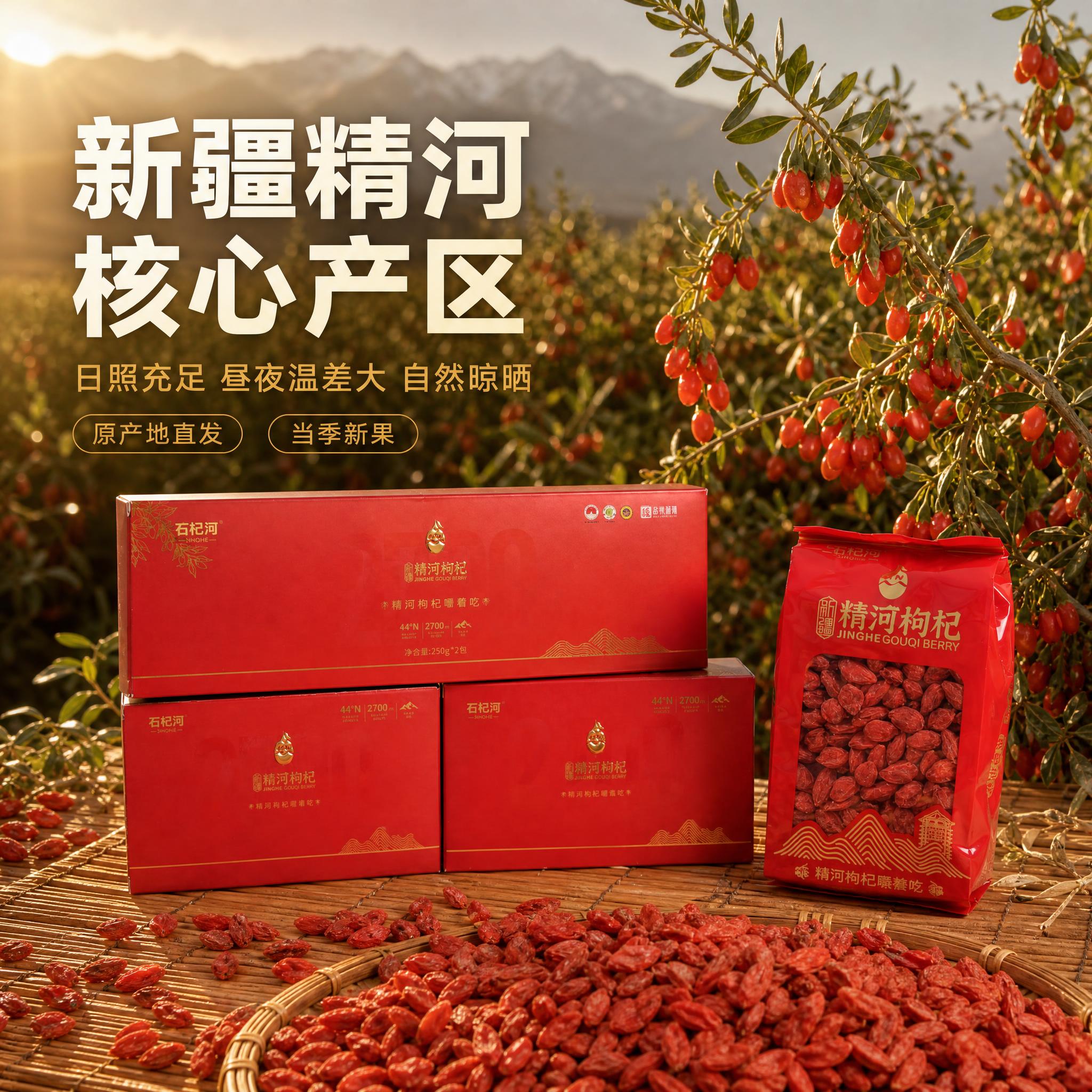 【主图2 产地溯源】精河枸杞（品牌：石杞河）主图，主题：新疆精… - 图片创意预览