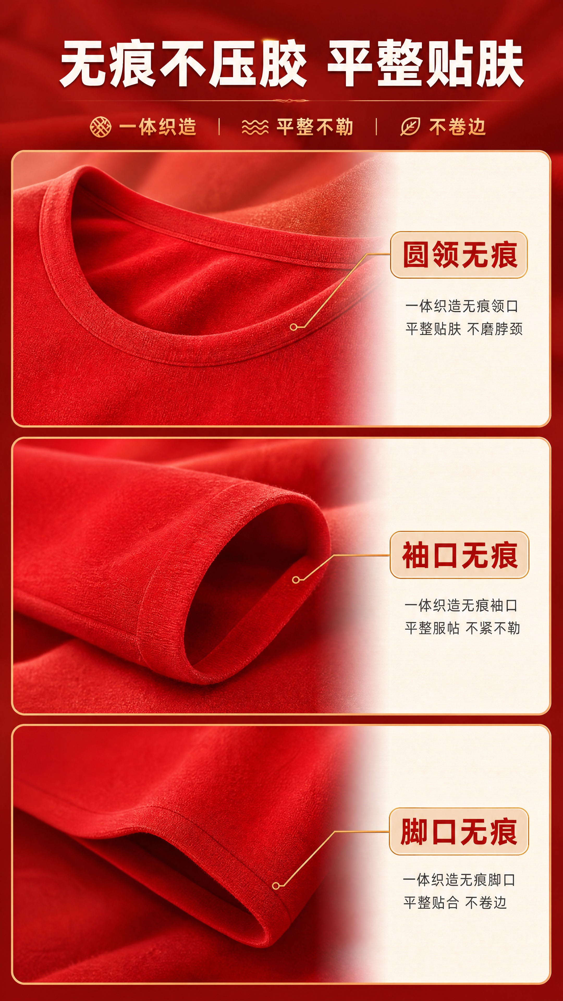 [商品] 使用【图1】中红色德绒保暖套装的无痕领口、袖口与脚口… - 图片创意预览