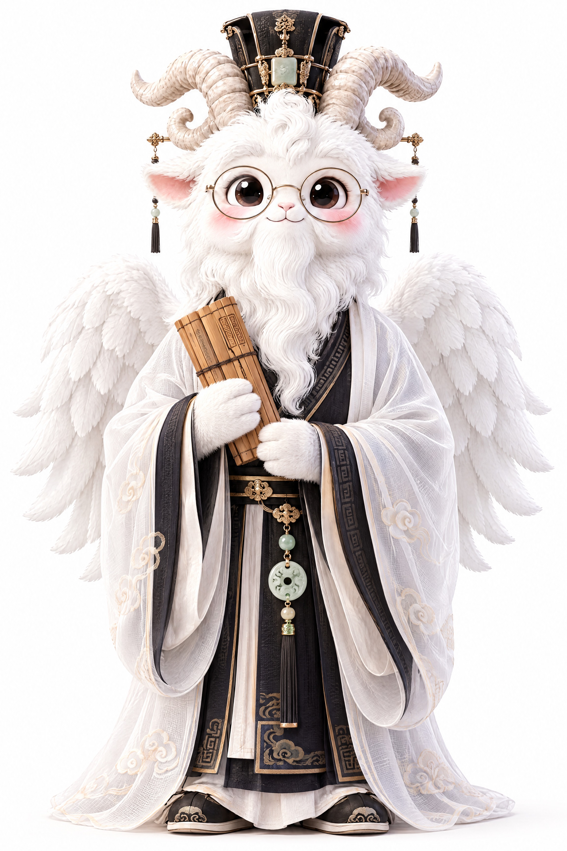 兽人形象设计：以戴眼镜白胡子白翅膀山羊神兽为原型的老年兽人，人… - 图片创意预览
