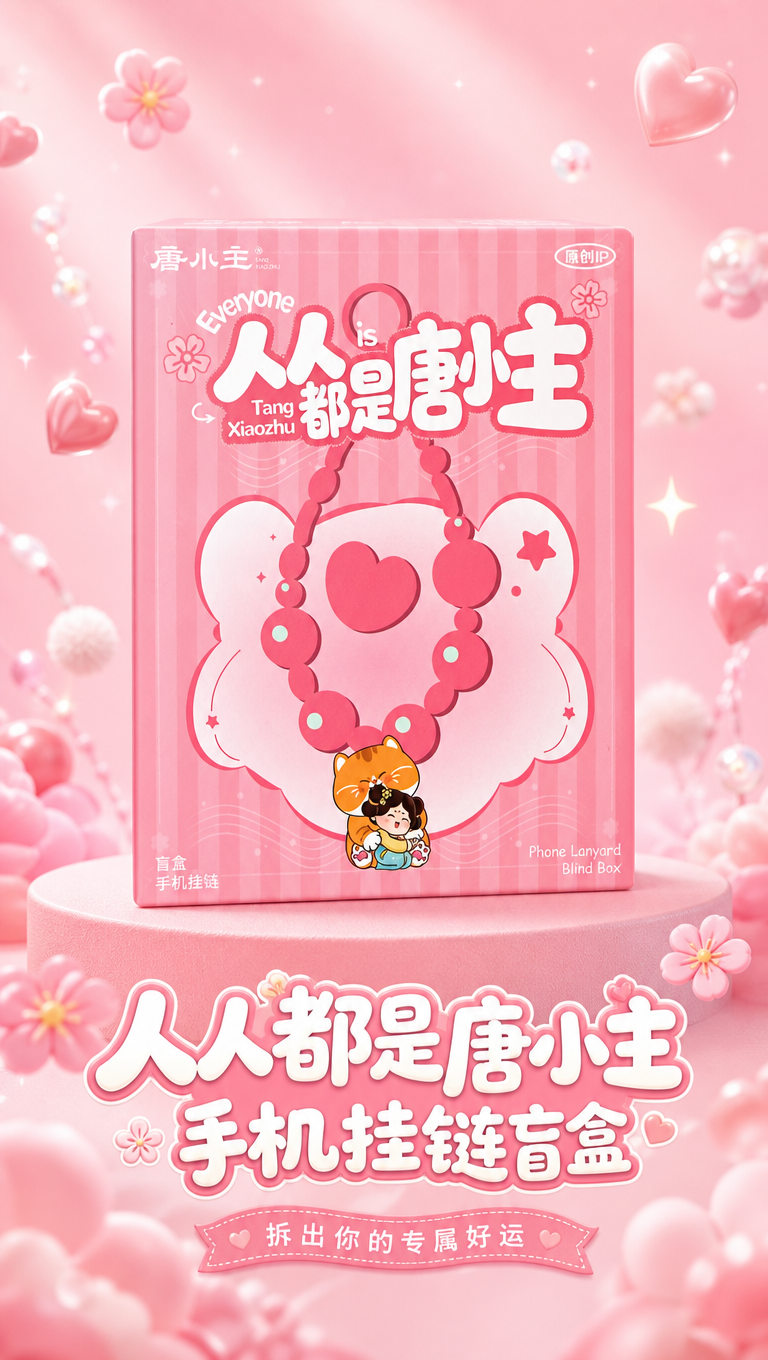 粉色盲盒包装盒正面展示，电商详情页头图，9:16竖版。粉色包装… - 图片创意预览