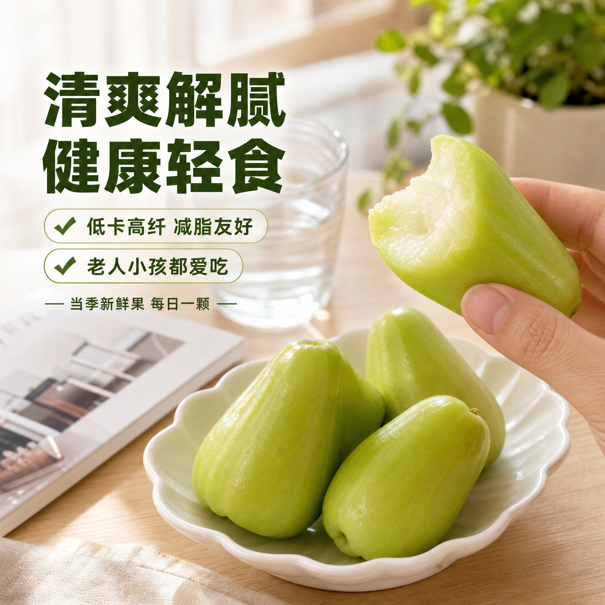 [主图4-场景体验] 泰国进口青绿色莲雾生活场景主图，采用真实… - 图片创意预览