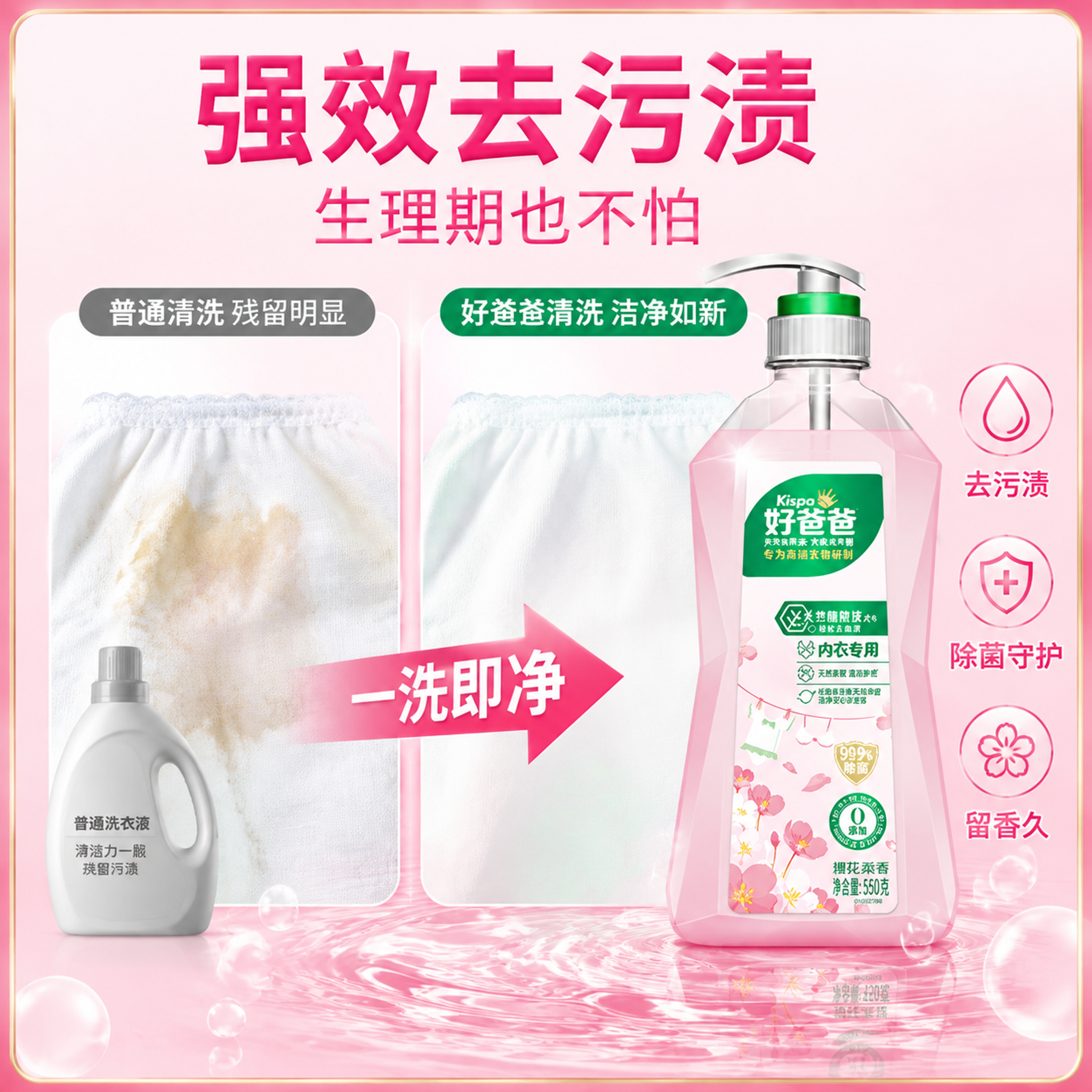 [主图-2] 好爸爸内衣露强效去渍卖点图，效果对比型。 [氛围… - 图片创意预览