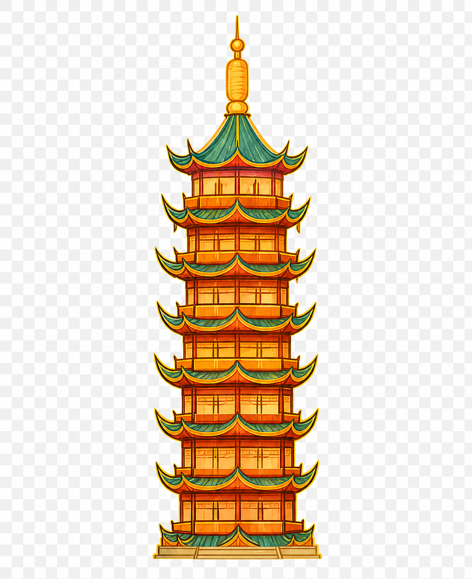 从参考图中提取左侧的多层中式古塔（宝塔），单独一个元素，国潮插… - 图片创意预览