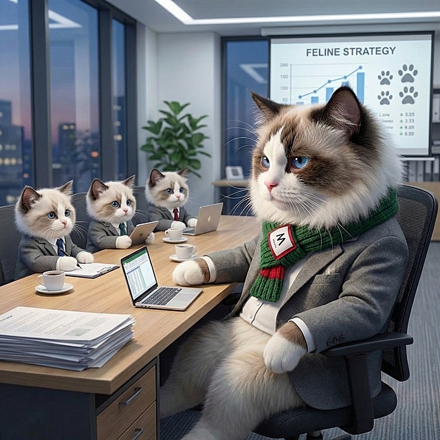 给这只猫配几个小猫,布偶猫是领导给小猫们开会