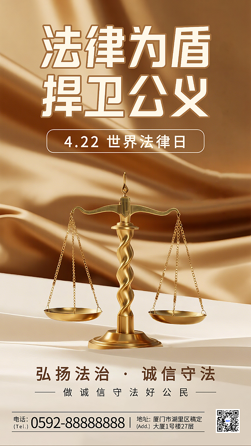 世界法律日金色实拍合成公益宣传节日祝福竖版海报