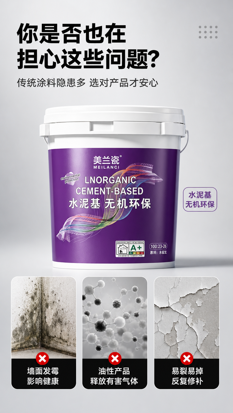 [商品] 使用【图1】美兰瓷水泥基无机环保涂料桶；保留白色桶盖… - 图片创意预览