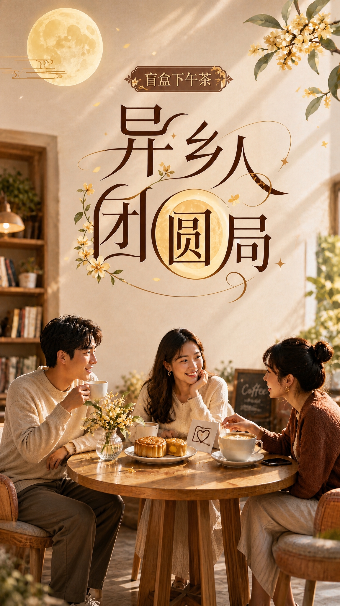 将画面底部的人物和圆桌整体向上移动，移到画面中间偏下的位置，让… - 图片创意预览