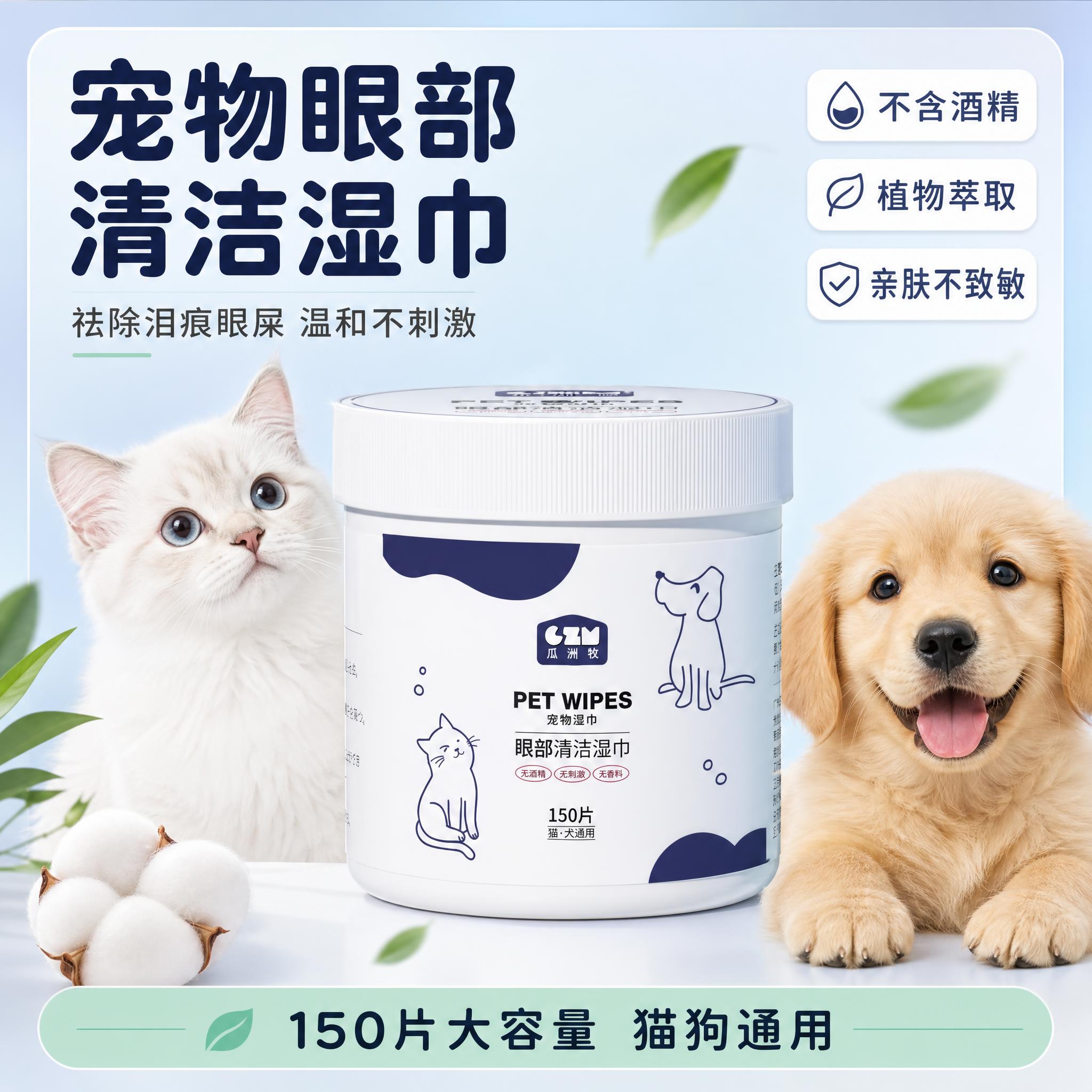 [主图-1] 宠物眼部清洁湿巾首图，核心任务是突出产品识别度与… - 图片创意预览