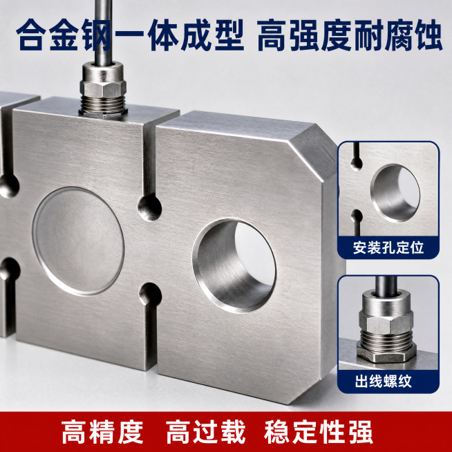 [主图-3] JLBH-101称重传感器材质工艺细节特写图，突出真实质感。
[氛围风格] 微距特写，工业质感，高对比度真实金属表现
[画质] 8K超高清微距摄影，纹理细节清晰，全焦点锐利，画面无噪点预览效果