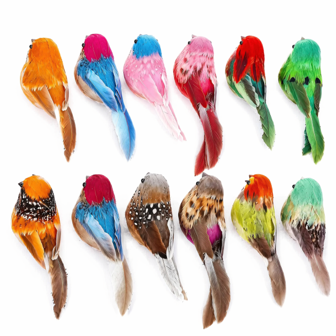 [主图-1] 12-Piece Set of Lifelike Simulation Birds decorative ornament main image. Clean and professio预览效果