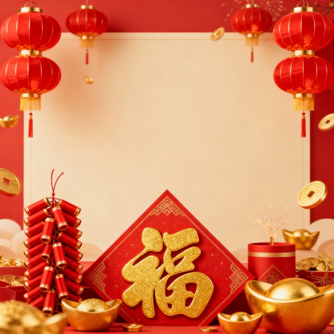 分别生成三张图片，一张新年礼盒主题，一张新年女模特图，一张新年喜庆背景图，用于电商场景预览效果